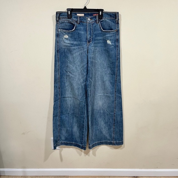 Anthropologie Denim - Pilcro Anthropologie brand wide-leg distressed denim  jeans blue size 30 EUC